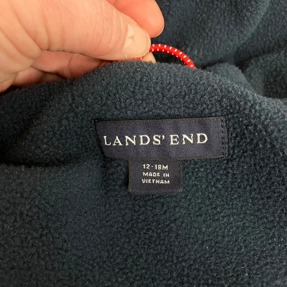 Lands' End Kids Hooded Jacket Red Navy Insulated Winter Size 12-18‎ months
